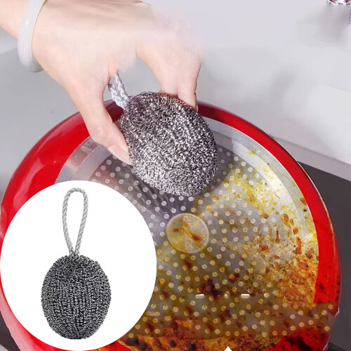Éponge à récurer en acier inoxydable avec cordon (10 pièces) 2