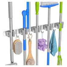 Broom Holder Wall Mount, Mop and Broom Organizer Broom Hanger Storage Tool Utility Racks Stainless Steel Wall Hooks B