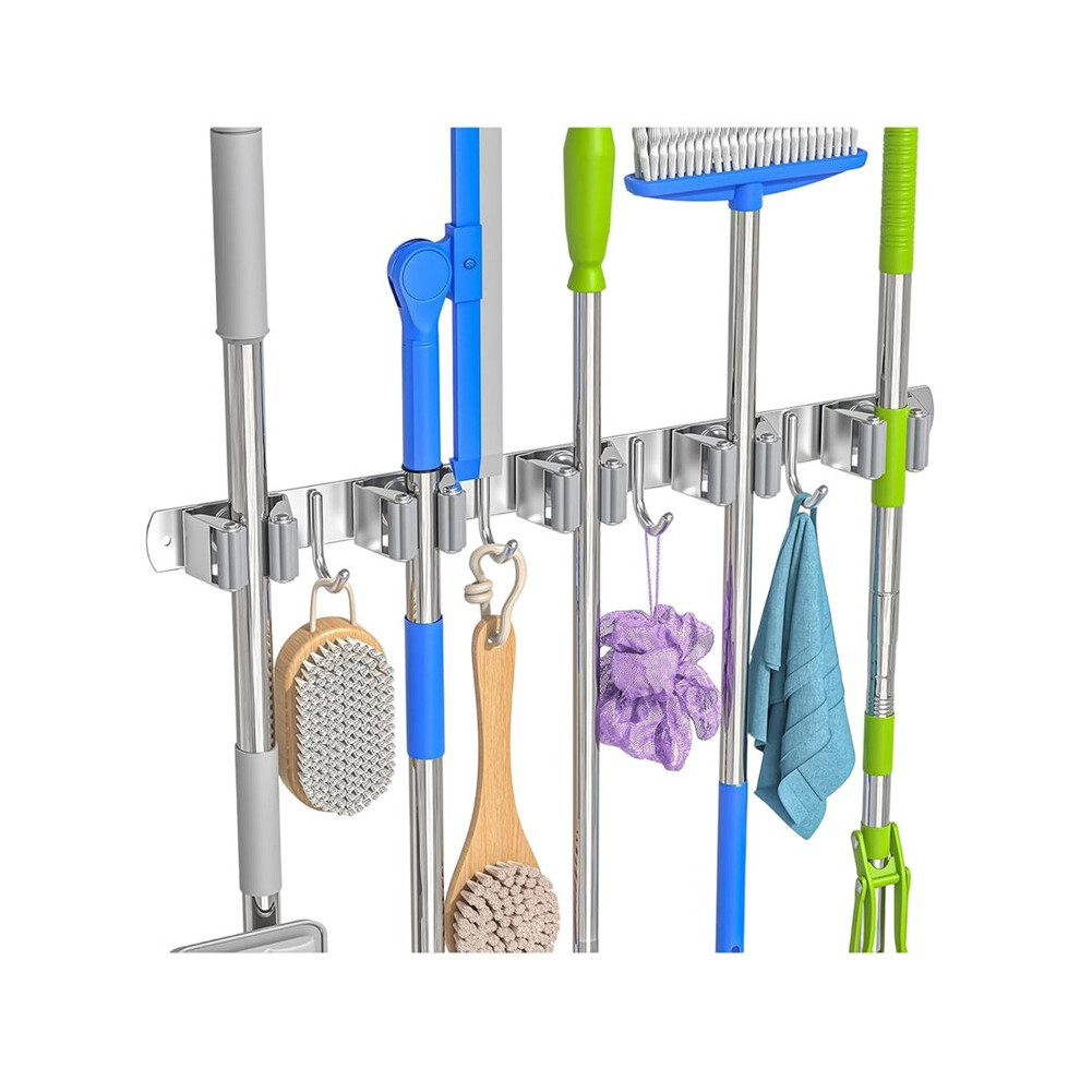 Broom Holder Wall Mount, Mop And Broom Organizer Broom Hanger Storage Tool Utility Racks Stainless Steel Wall Hooks B 6033201988536