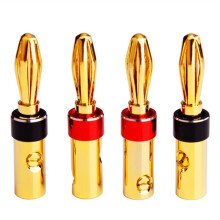 New 4Pcs 24K Copper Gold Plated Banana Connector, Speaker Plug, 4.5mm Banana Jack to Match 4.5mm Within Lead