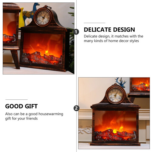 Fireplace-Shaped LED Lamp Coffee Plastic 39x30x13cm 2