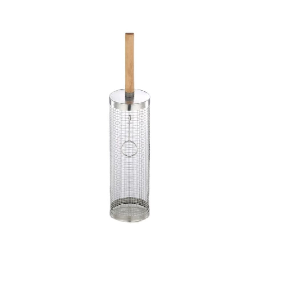Rolling Bbq Cage With Wooden Handle - Outdoor Bbq Grill Basket 304 Stainless Steel Grill Cylinder & Grill Net A 6031192281544