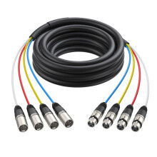 4 Channel XLR Snake Cable Male to Female 2m with Color-Marked Connectors for Microphone Professional Stage Studio Live