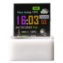 Crystal Photo Display Holographic Desktop Weather Station Digital Clock with GIF Animations Album White