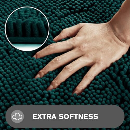 Tapete de corredor para banheiro, antiderrapante, em chenille, 61 x 183 cm (24 x 72 polegadas) 2
