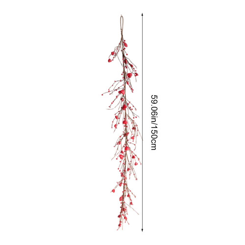 Kunstig rød hjerteformet bærranke 150 cm 2