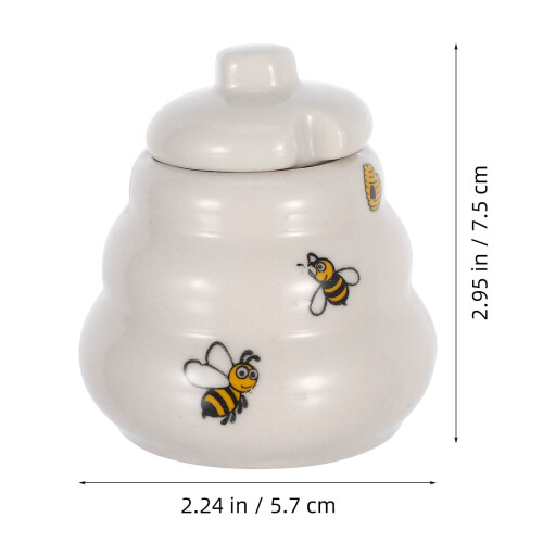 Honigtopf aus Keramik mit Bienenmuster und Deckel 1
