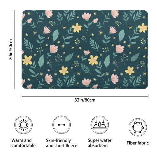 Tapete de banheiro Pioneer Flower Floral Antiderrapante 20x32 polegadas 2