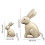 Ensemble de 2 statues de lapins en résine couleur bois 3