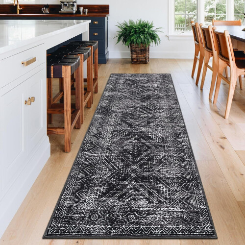 Black Kitchen Runner Rug Washable Non-Slip 2 ft x 8 ft 1