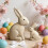 Ensemble de 2 statues de lapins en résine couleur bois 4