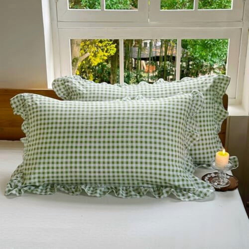 Μαξιλάρι Gingham σε χρώμα Sage Green 20x36in, σετ 2 τεμαχίων 1