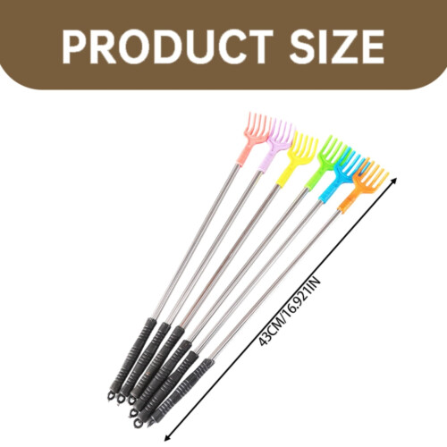 5-Pack Portable Back Scratchers, 16.92" Plastic with Rubber Handles, Random Colors 2
