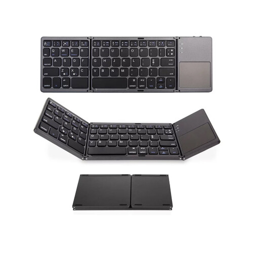 Suzicca Wireless Keyboard Folding Keyboard Portable Ultra Slim Keyboard with Touchpad for Windows/Android/iOS 2