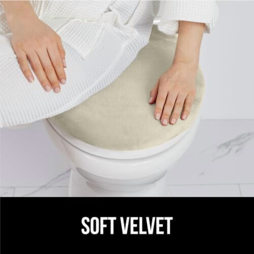 WC-Sitzbezug aus Memory-Schaum, Samt, Champagner, 19,5 x 18,5 cm 2