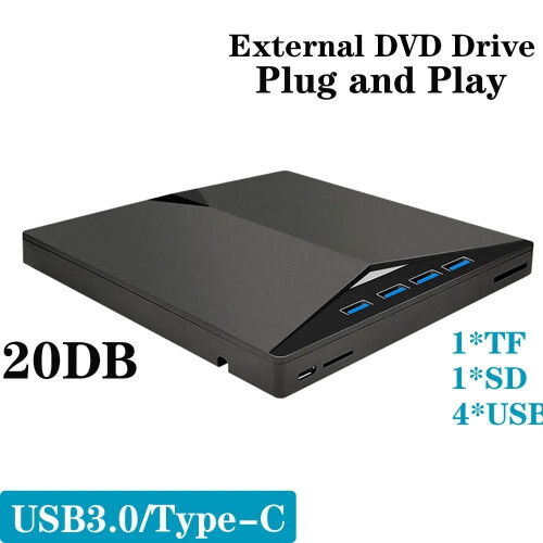 Unidade de DVD externa 6 em 1 com USB 3.0 e Tipo C 1