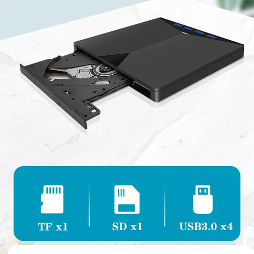 Leitor de DVD externo USB 3.0 Tipo C 6 em 1 2