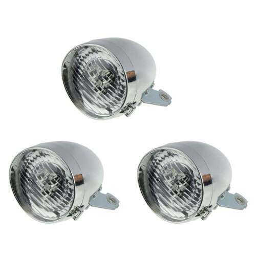 3X Retro Bicycle Bike Accessory Front Light Bracket Vintage 3LED Headlight (Silver) 1