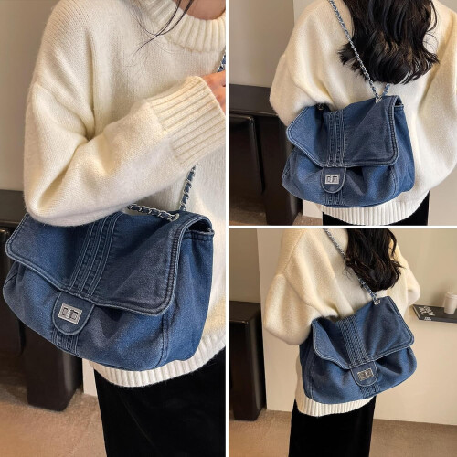 Borsa a tracolla in denim da donna, pochette, 1 pezzo 1
