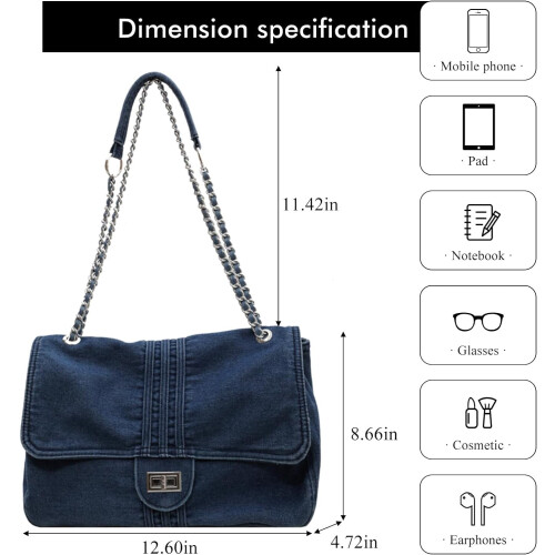 Borsa a tracolla in denim da donna, pochette, 1 pezzo 2