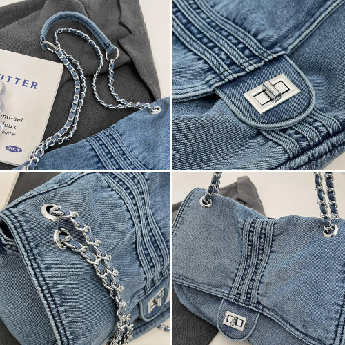 Denim-skulderveske for kvinner1 stk. 2