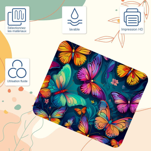 Mousepad Borboleta com Superfície Lisa 25x20cm 1