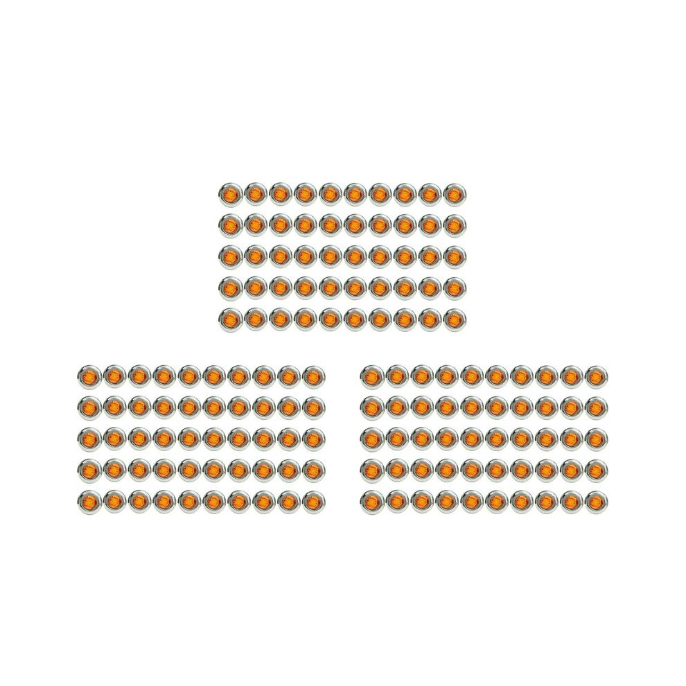 150Pcs 3/4 Inch 3 Led Round Trailer Side Indicator Lights Universal For Trucks Boat Pickup Caravan Rv Yellow 6032048599493