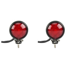 2X Motorcycle 12V LED Rear Stop Taillight Red Lens for Retro Brake Lamp