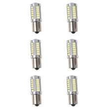 6X BA15S 12V White LED Sidelight Indicator Car Light Bulb 1156 P21W Silver 33-LED