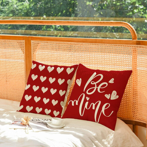 Fodere per cuscini di San Valentino 18x18 con design a cuore rosso, set di 1