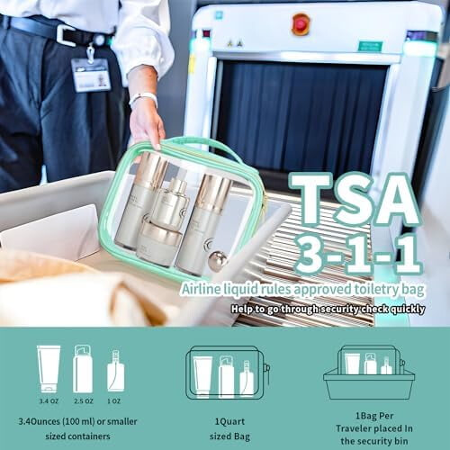 Nécessaire transparente aprovada pela TSA com alças (pacote com 2) 1