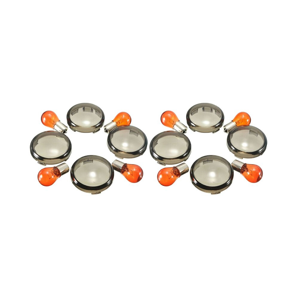 8X Motorcycle Turn Signals Bulbs Transformer Lens For Davidson Sportster Softail Dyna Smoke Light/Amber 6031692254949