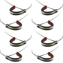 8X Flexible Switchback Dual-Color White & Amber Motorcycle LED Fork Turn Signal DRL Daytime Running Light Waterproof