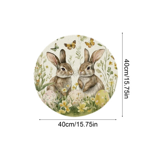Runde Oster-Tischsets aus Polyester, 40 cm 2