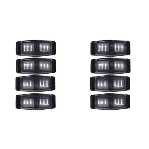 8pcs Smoked White Front Grill Light LED  Lamp for     Truck Lorry Double Burner Indicator Light