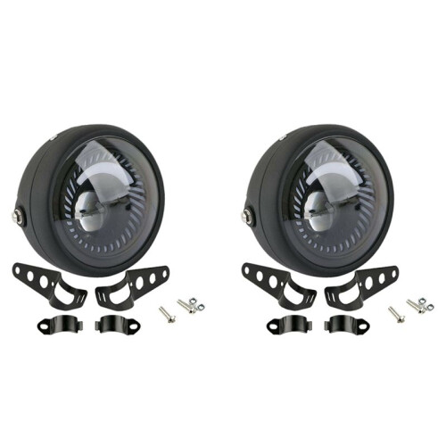 2X Motocicleta Cafe Racer Bobber 6,5 Polegadas LED Espiral Branco Suporte de Montagem Lateral 1