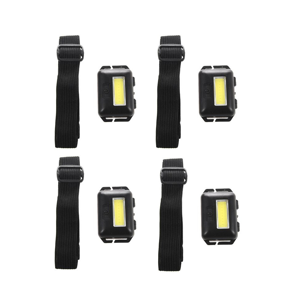4X Cob LED   Light Lamp Headlight 3 Modes Rainproof  Torch Flashlight  for Outdoor Camping Fishing Black