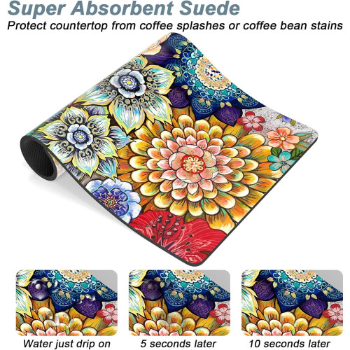 Χαλί καφέ Mandala με λουλούδια 16x24 ιντσών 2