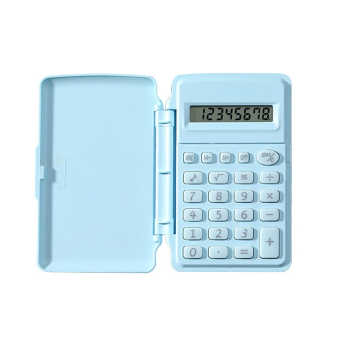 Calculatrice portable à clapet Macaron Blue 8 chiffres 1