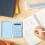Calculatrice portable à clapet Macaron Blue 8 chiffres 4