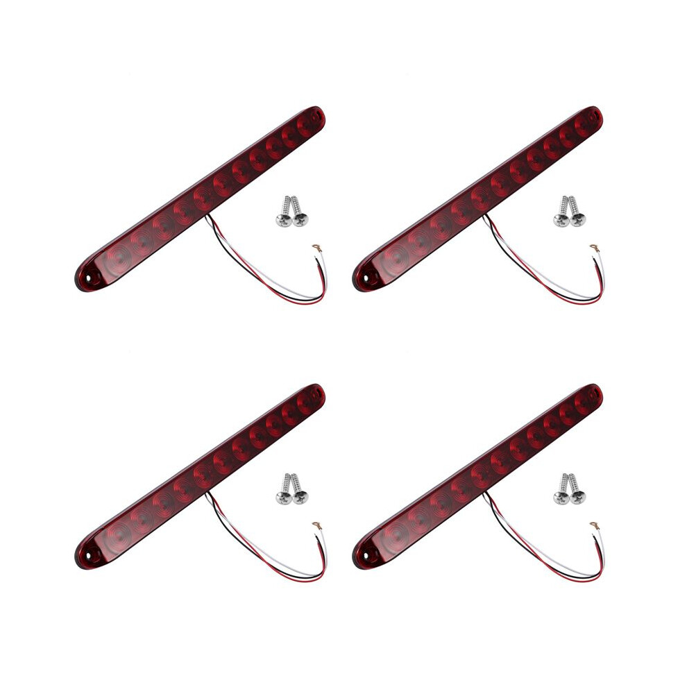 4Pcs 15 Inch 11 Led Bar Stop Turn Tail 3Rd Brake Truck Trailer Identification Id Bar Waterproof Red/Light 4713418357494