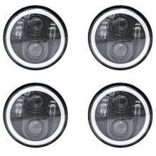 4X Faro Anteriore Un LED 5,75, Faro Moto 5-3/4 con Alone Bianco DRL per Sportster Iron 883 Dyna Street Bob