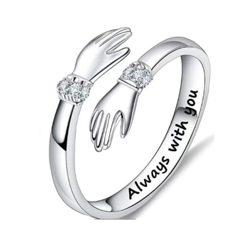 Bague ajustable argentée pour femme, ornée de strass 2