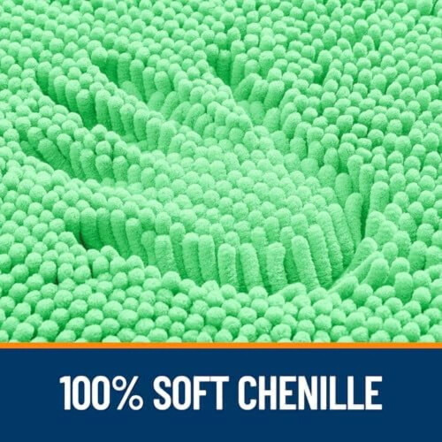Chenille Bath Rug 36x24 in Mint Green with Rubber Backing 2