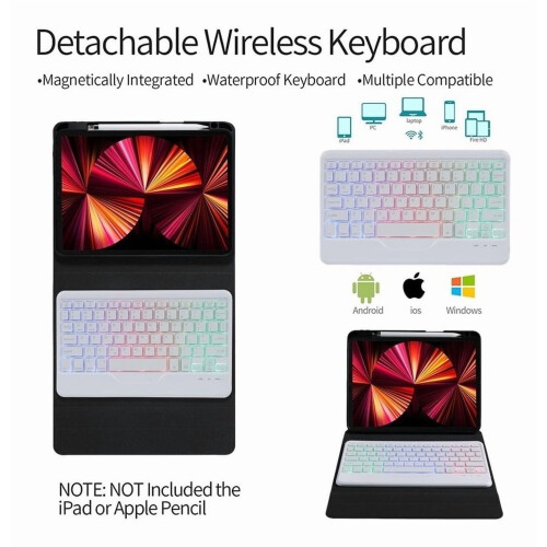 Capa com efeito degradê, teclado RGB e mouse compatível com iPad Pro 11 (3ª e 2ª geração) 1