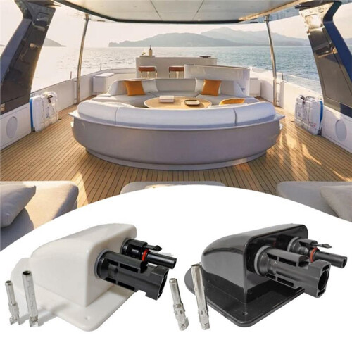Solar Panel Double Hole Wire Cable Entry Gland Sealing Box Curved Cable Connector Waterproof for RV Caravan Black 1