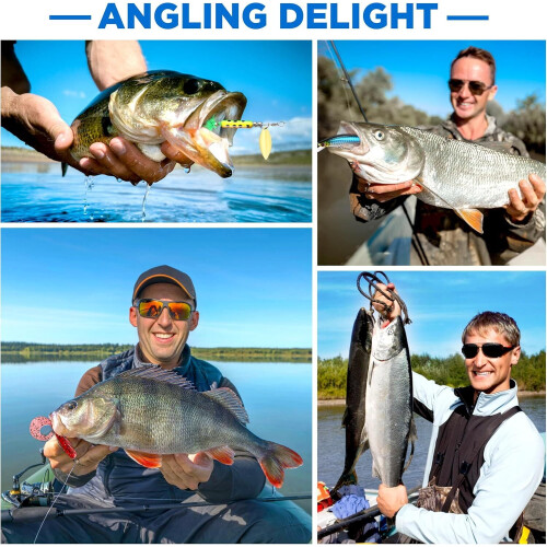 Angelköder-Set für Süßwasser, Köder-Set für Barsch, Forelle und Lachs, Angelzubehör, Tacklebox inklusive Blinker und Gummiköder 1
