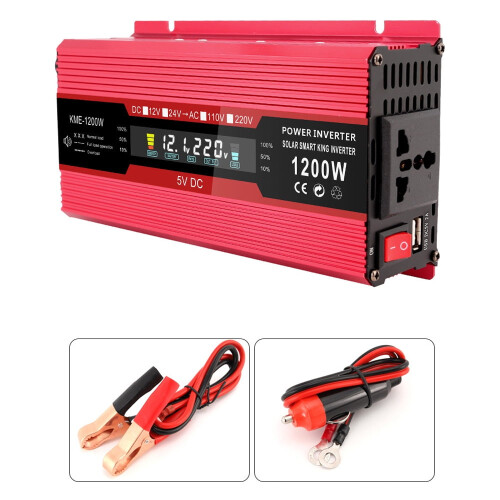 Inversor de carro 12V para 220V com porta USB e interruptor 2