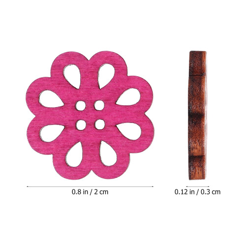 100 Träknappar 2x2cm Blandade Färger 1