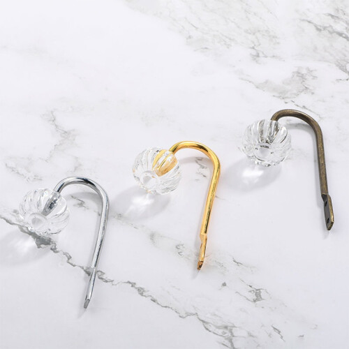 (Copper)2pcs Metal Crystal Curtain Holdback Decor Functional Iron Wire Minimalistic Hook 1